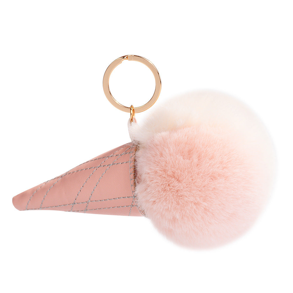 Wholesale Ice Cream Cone Pom Pom Keychain